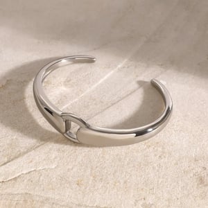 1 Stück Simple Series Tägliche geometrische Edelstahl 18 Karat vergoldete Damen Armreifen h5 